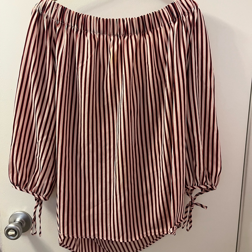 Blu Pepper Red and White Striped Blouse EUC Size 1 XL
